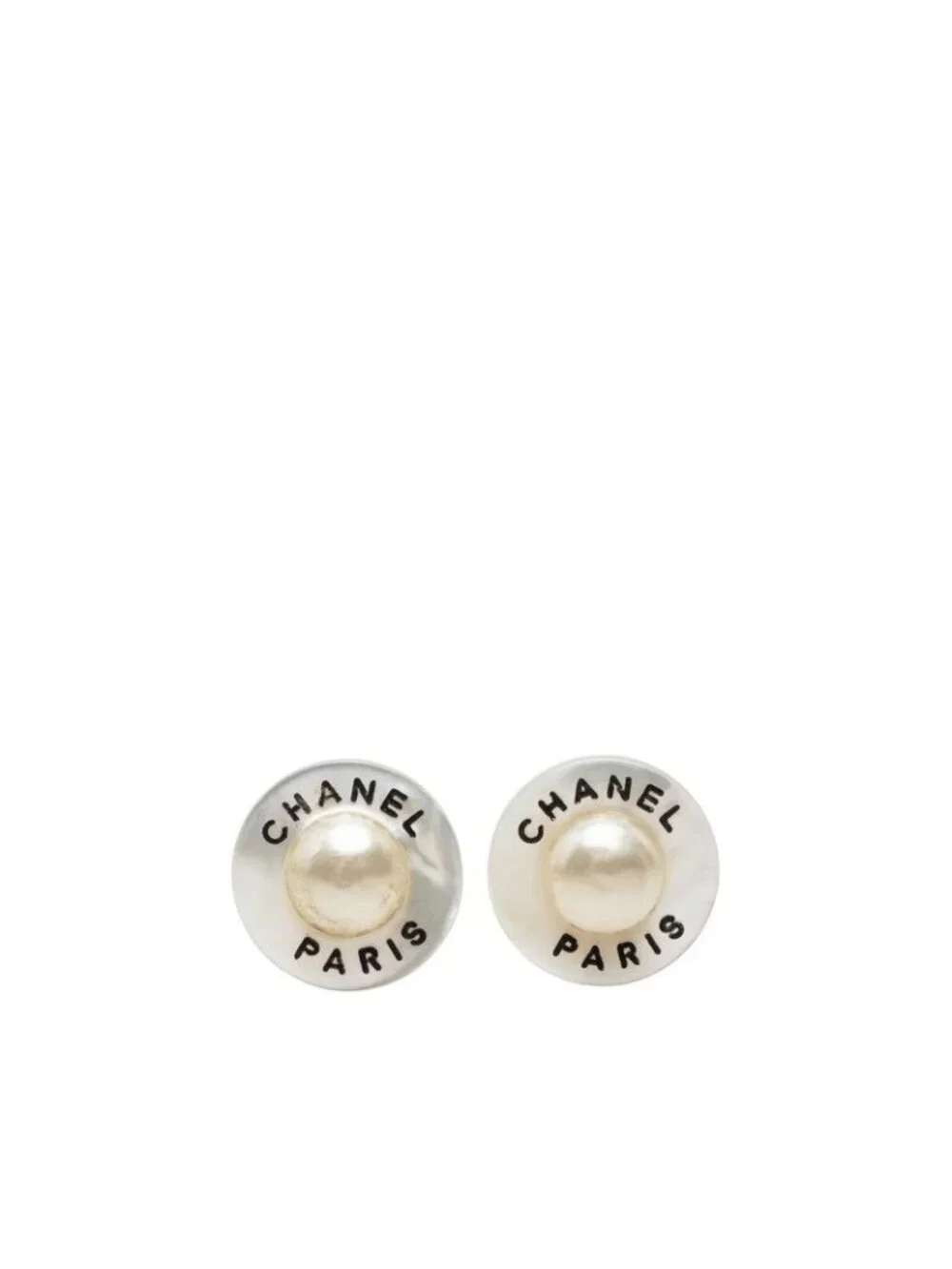 Chanel Logo Earrings Gold Plated Faux Pearl